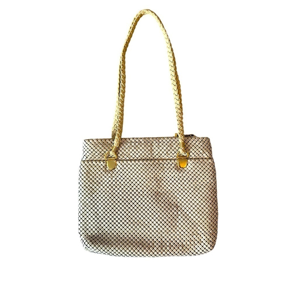 5/$25 Vintage ivory and gold chain mail shoulder purse